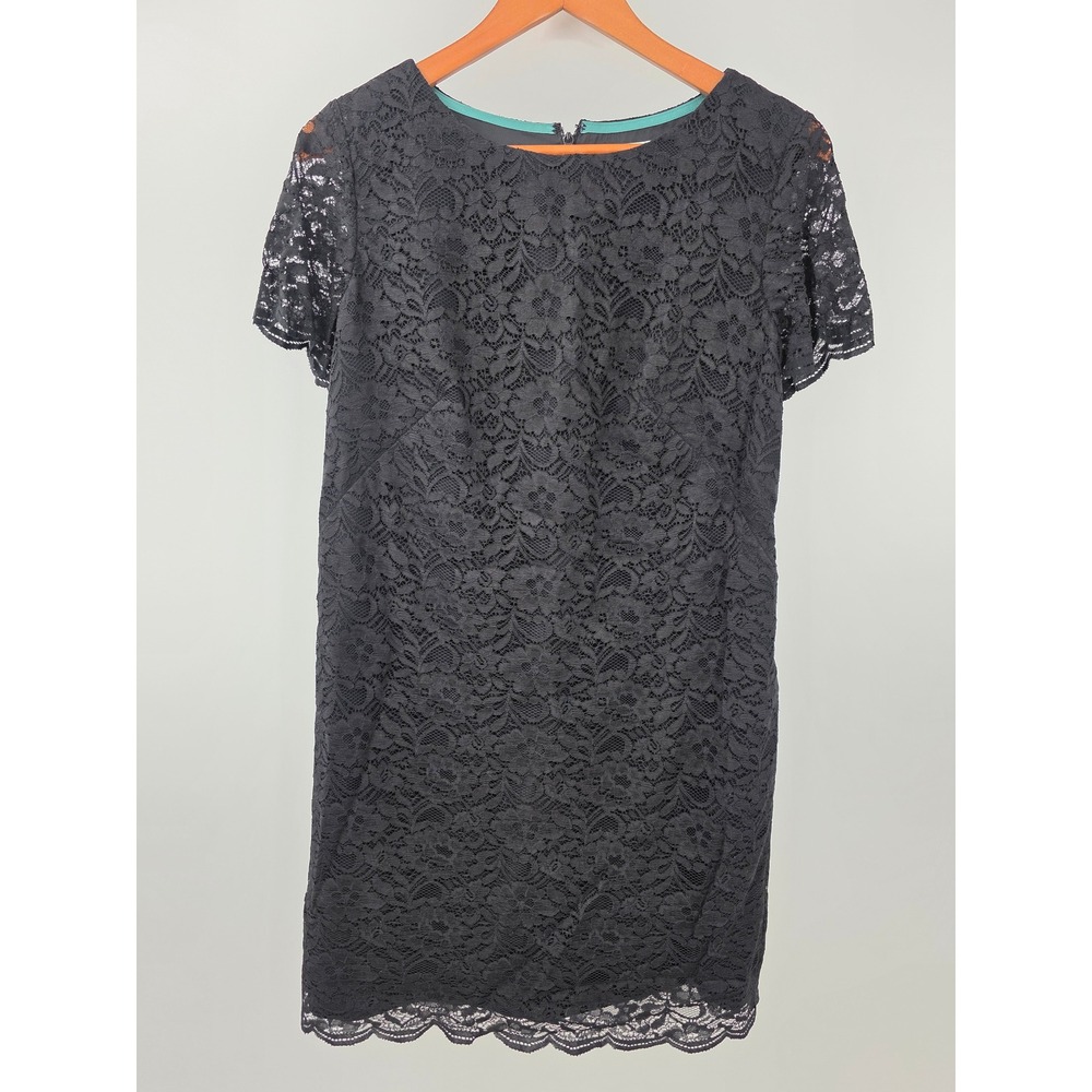 Boden Black Floral Lace Sheath Dress Pockets US 8R New